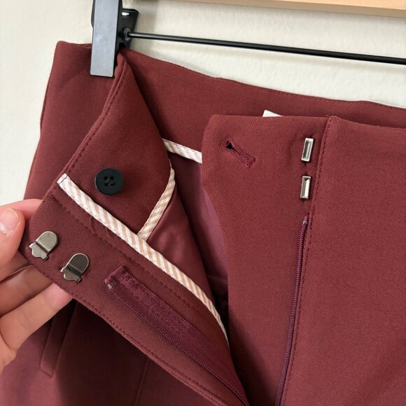 Veronica Beard Azariah Stretch Crepe Flare-Leg High-Rise Trousers Pants 6 Maroon - Picture 7 of 13